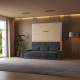 Wardrobe bed M1 180x200 vertical  White/Kaiserberg Oak incl. SOFA Anthracite