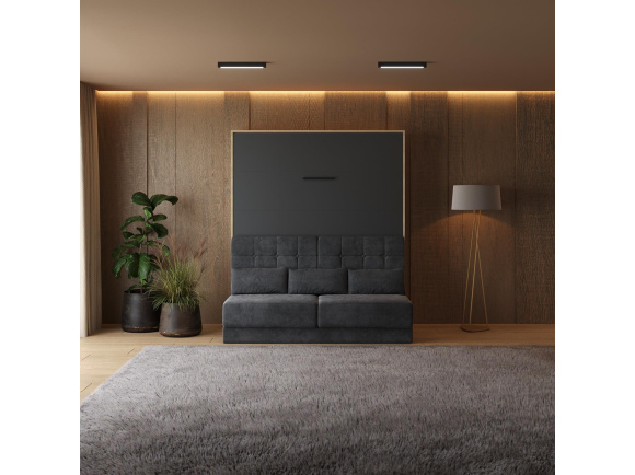 Schrankbett M1 180x200 Vertikal Kaiserberg Eiche/Anthrazit inkl.SOFA Anthrazit