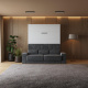 Schrankbett M1 180x200 Vertikal Weiss/Weiss Hochglanz inkl.SOFA Anthrazit