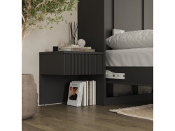 SMARTBett floating bedside console WAVES 40cm Anthracite/Anthracite Waves