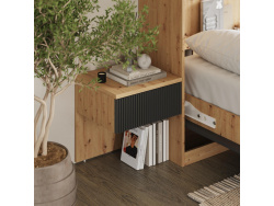SMARTBett Set 160-Schrankbett Horizontal WAVES  mit 2 Nachtkonsolen