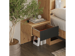 SMARTBett Set 160-Schrankbett Horizontal WAVES  mit 2 Nachtkonsolen