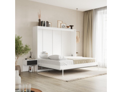 SMARTBett Set 160-Schrankbett Horizontal WAVES  mit 2 Nachtkonsolen