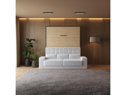 Schrankbett M1 180x200 Vertikal Anthrazit/Kaiserberg Eiche inkl.SOFA Weiss
