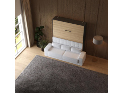 Schrankbett M1 180x200 Vertikal Anthrazit/Kaiserberg Eiche inkl.SOFA Weiss