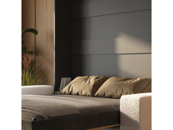 Schrankbett M1 180x200 Vertikal Anthrazit/Kaiserberg Eiche inkl.SOFA Weiss