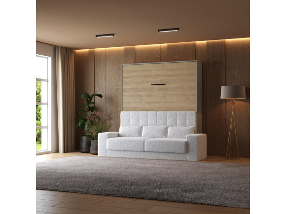 Murphy bed M1 180x200 vertical  Pearl grey/Kaiserberg Oak incl. SOFA White