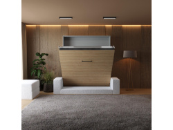 Murphy bed M1 180x200 vertical  Pearl grey/Kaiserberg Oak incl. SOFA White