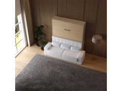 Murphy bed M1 180x200 vertical  Pearl grey/Kaiserberg Oak incl. SOFA White