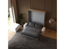 Murphy bed M1 180x200 vertical  Pearl grey/Kaiserberg Oak incl. SOFA White