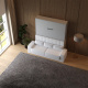 Schrankbett M1 180x200 Vertikal Perlgrau inkl. SOFA Weiss