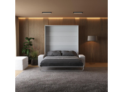 Schrankbett mit Sofa M1 180x200 Vertikal Weiss/Weiss Hochglanz SOFA Weiss