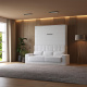 Schrankbett mit Sofa M1 180x200 Vertikal Weiss/Weiss Hochglanz SOFA Weiss