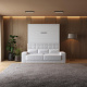 Schrankbett mit Sofa M1 180x200 Vertikal Weiss/Weiss Hochglanz SOFA Weiss
