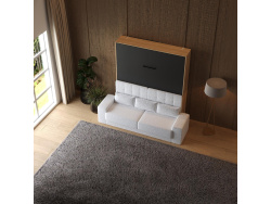Murphy bed with Sofa M1 180x200 vertical Kaiserberg  Oak/Anthracite SOFA  White