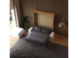 Murphy bed with Sofa M1 180x200 vertical Kaiserberg  Oak/Anthracite SOFA  White