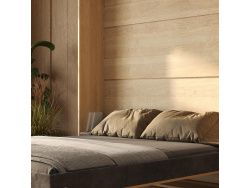 Murphy bed M1 160x200 Vertical White/Kaiserberg Oak with upholstered frame 160x200cm