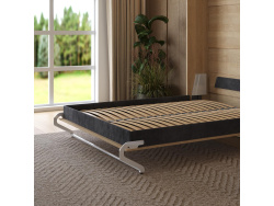 Murphy bed M1 160x200 Vertical White/Kaiserberg Oak with upholstered frame 160x200cm