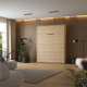 Murphy bed M1 160x200 Vertical White/Kaiserberg Oak with upholstered frame 160x200cm