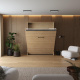 Murphy bed M1 160x200 Vertical White/Kaiserberg Oak with upholstered frame 160x200cm