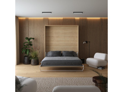 Murphy bed M1 160x200 Vertical White/Kaiserberg Oak Without upholstered frame 160x200cm