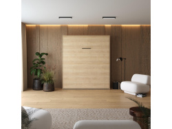 Murphy bed M1 160x200 Vertical White/Kaiserberg Oak Without upholstered frame 160x200cm