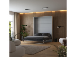 Murphy bed M1 160x200 Vertical Pearl Grey with upholstered frame 160x200cm