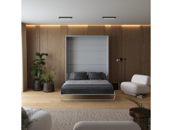 Murphy bed M1 160x200 Vertical Pearl Grey with upholstered frame 160x200cm
