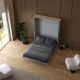 Murphy bed M1 160x200 Vertical Pearl Grey with upholstered frame 160x200cm