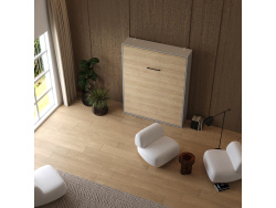 Murphy bed M1 160x200 Vertical Pearl Grau with upholstered frame 160x200cm