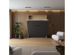 Murphy bed M1 160x200 Vertical Kaiserberg Oak/White with upholstered frame 160x200cm