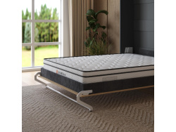 Murphy bed M1 160x200 Vertical Anthracite/Kaiserberg Oak with upholstered frame 160x200cm
