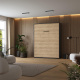 Murphy bed M1 160x200 Vertical Anthracite/Kaiserberg Oak with upholstered frame 160x200cm