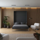 Murphy bed M1 160x200 Vertical Anthracite/Kaiserberg Oak with upholstered frame 160x200cm