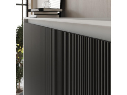 SMARTBett Schrankbett Classic waves 140x200 Horizontal Weiss/Front Anthrazit geriffelt
