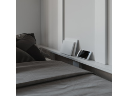 SMARTBett Schrankbett Classic waves 140x200 Horizontal Weiss/Front Anthrazit geriffelt