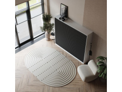 SMARTBett Schrankbett Classic waves 140x200 Horizontal Weiss/Front Anthrazit geriffelt
