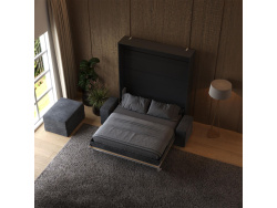 Smartbett Murphy bed with sofa M1 160x200 Vertical Anthracite/Kaiser oak