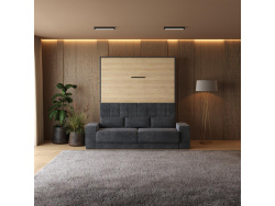 Smartbett Murphy bed with sofa M1 160x200 Vertical Anthracite/Kaiser oak