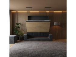 Smartbett Murphy bed with sofa M1 160x200 Vertical Anthracite/Kaiser oak