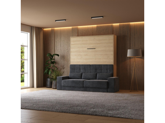 Smartbett Murphy bed with sofa M1 160x200 Vertical Kaiser oak