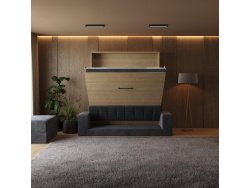 Smartbett Murphy bed with sofa M1 160x200 Vertical Kaiser oak