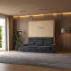 Smartbett Murphy bed with sofa M1 160x200 Vertical Kaiser oak
