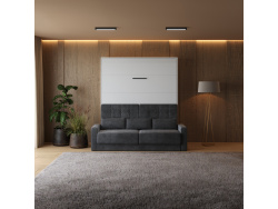 Schrankbett mit SOFA M1 160x200 Vertikal Weiss/Weiss...