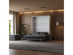 Murphy bed with sofa M1 160x200 Vertical  White/White Gloss