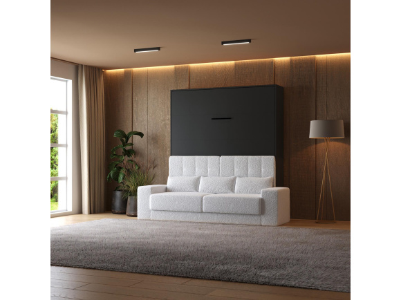 Smartbett Murphy bed with sofa White M1 160x200 Vertical Anthracite