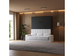Smartbett Schrankbett mit Sofa Weiss M1 160x200 Vertikal...