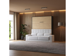 Smartbett Schrankbett mit SOFA Weiss M1 160x200 Vertikal...