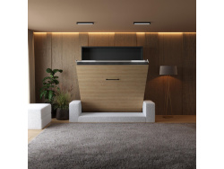 Smartbett Murphy bed with Sofa White M1 160x200 Vertical Anthracite/Kaiser oak