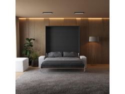 Smartbett Murphy bed with Sofa White M1 160x200 Vertical Anthracite/Kaiser oak